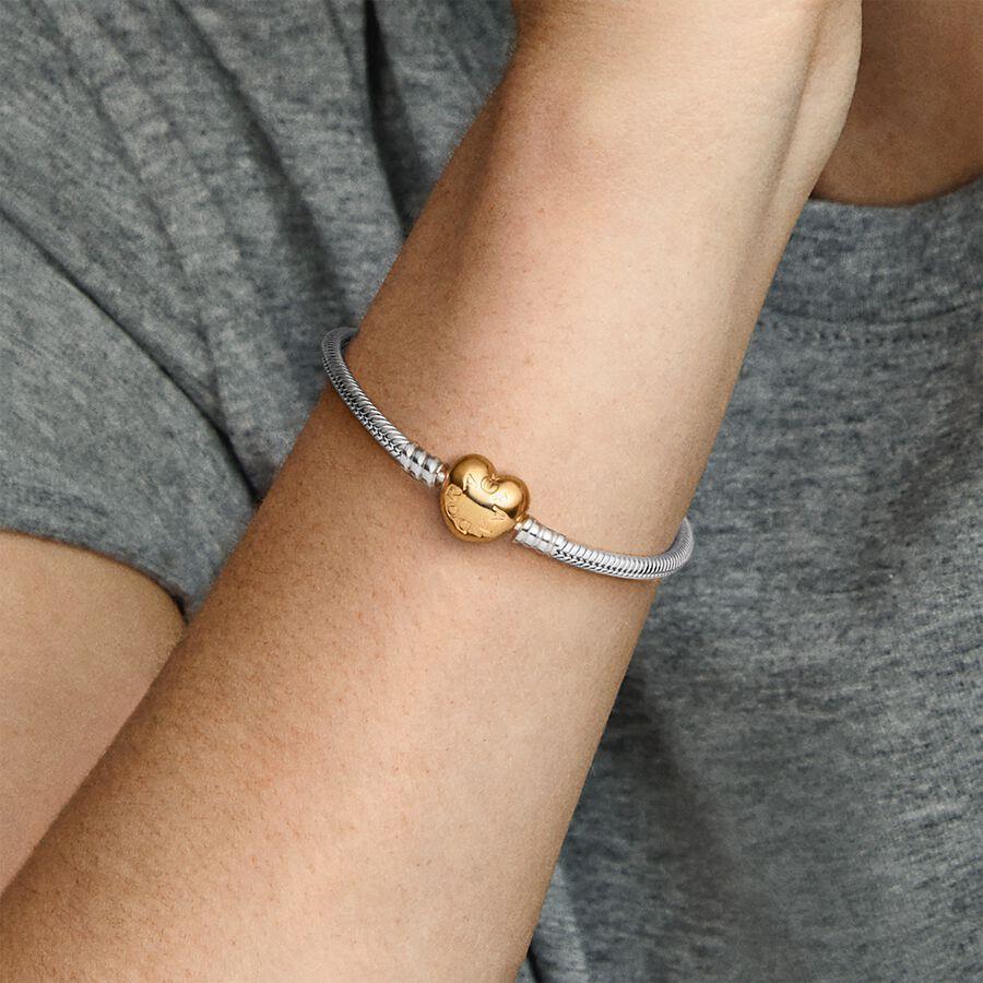 Pandora Moments Schlangen-Gliederarmband mit Herz-Verschluss 568707C00-16