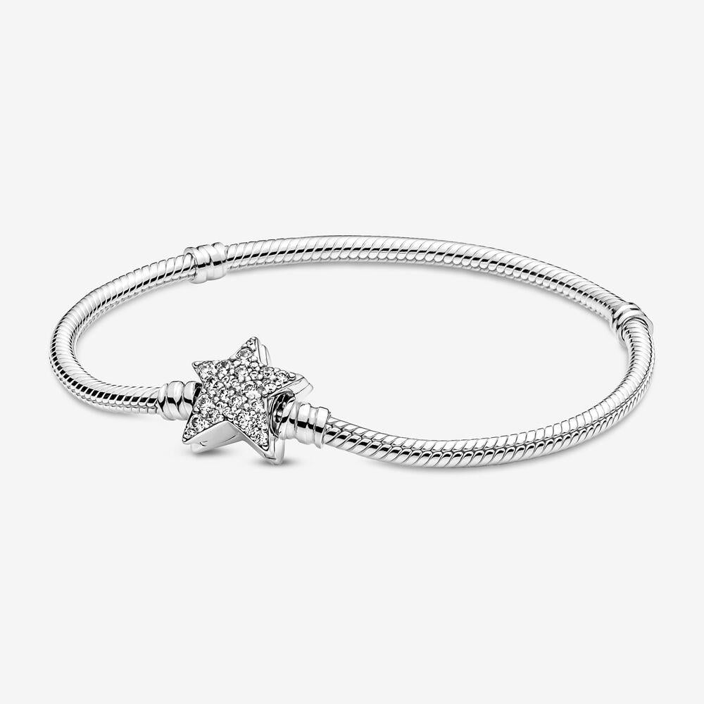 Pandora Moments Asymmetric Star Clasp Snake Chain Bracelet 18 cm