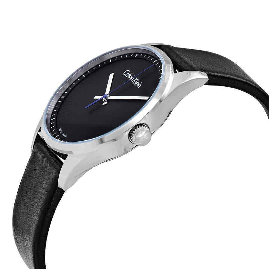 Calvin Klein K8S211C1 Steadfast Black Dial Black Leather Men's Watch