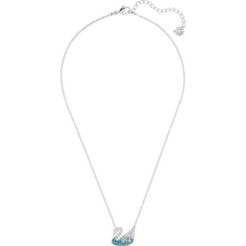 Swarovski 5512095 Crystal Iconic Swan Pendant, Blue, Rhodium Plated