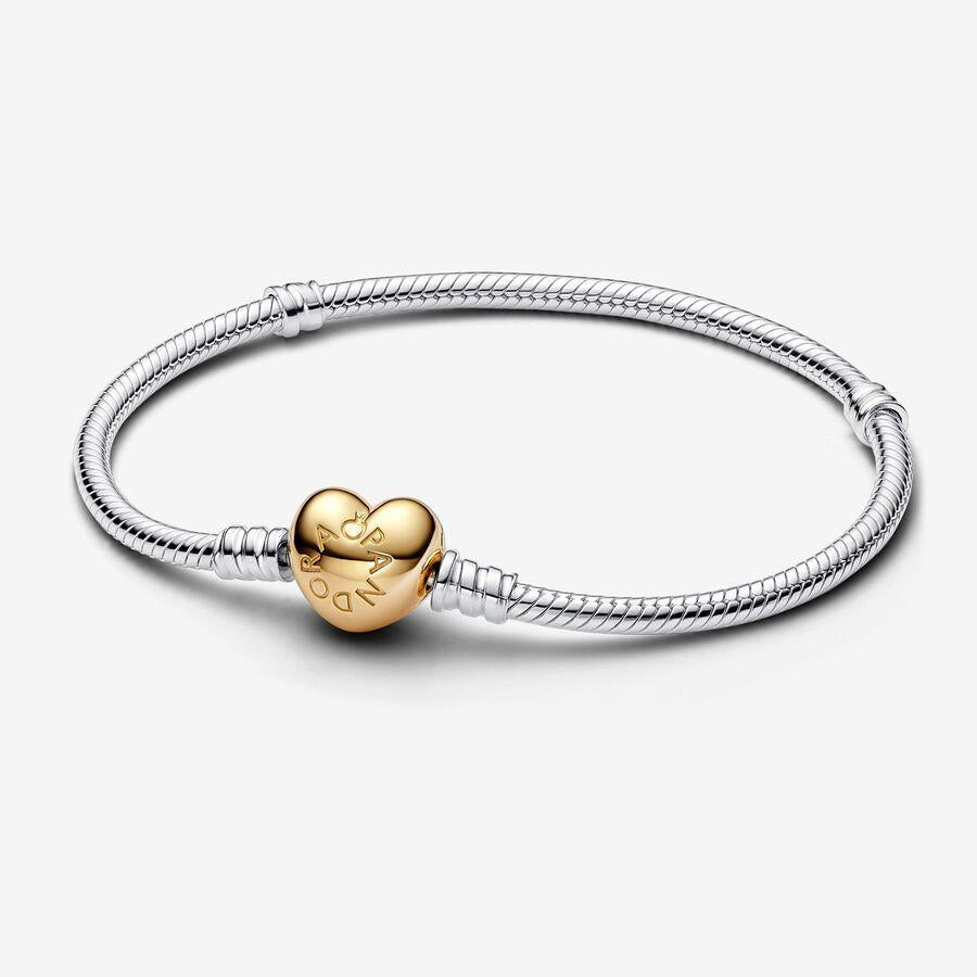 Pandora Moments Schlangen-Gliederarmband mit Herz-Verschluss 568707C00-16