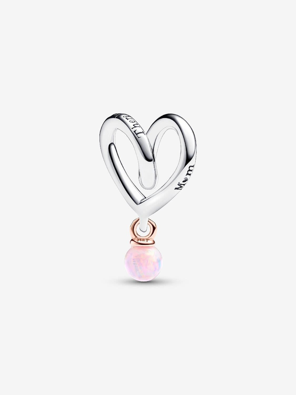 Bicolor Eingehülltes Herz Charm Sterling-Silber, 14 Karat rosévergoldet