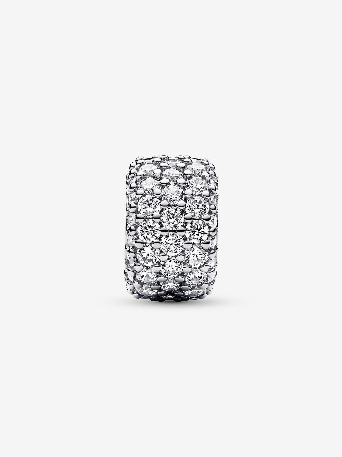 Funkelndes Dreireihiges Pavé-Charm Sterling-Silber