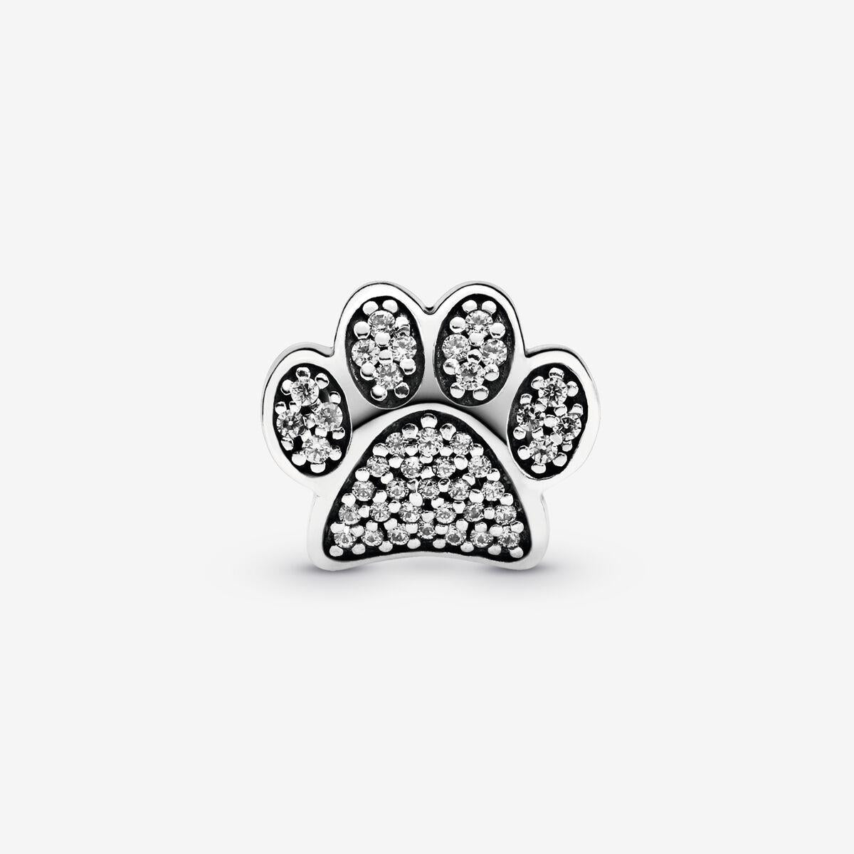 Pandora Paw silver charm with cubic zirconia