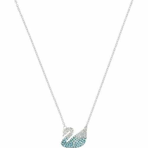 Swarovski 5512095 Crystal Iconic Swan Pendant, Blue, Rhodium Plated