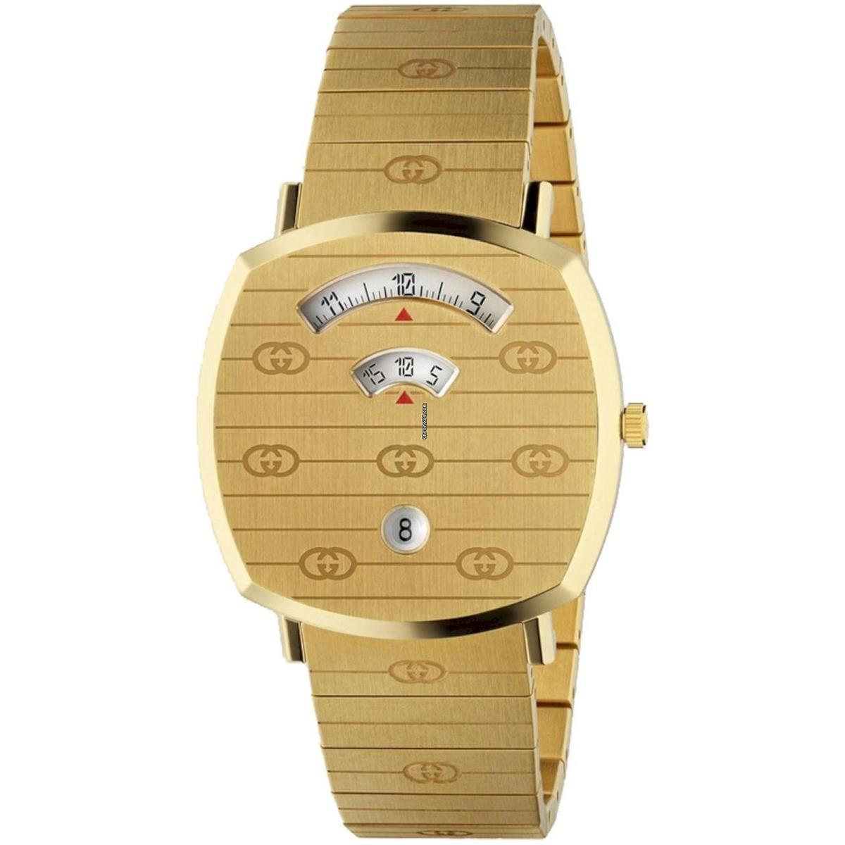 Gucci YA157409 Grip 38mm Quartz Stainless Steel Gold Dial Unisex Watch
