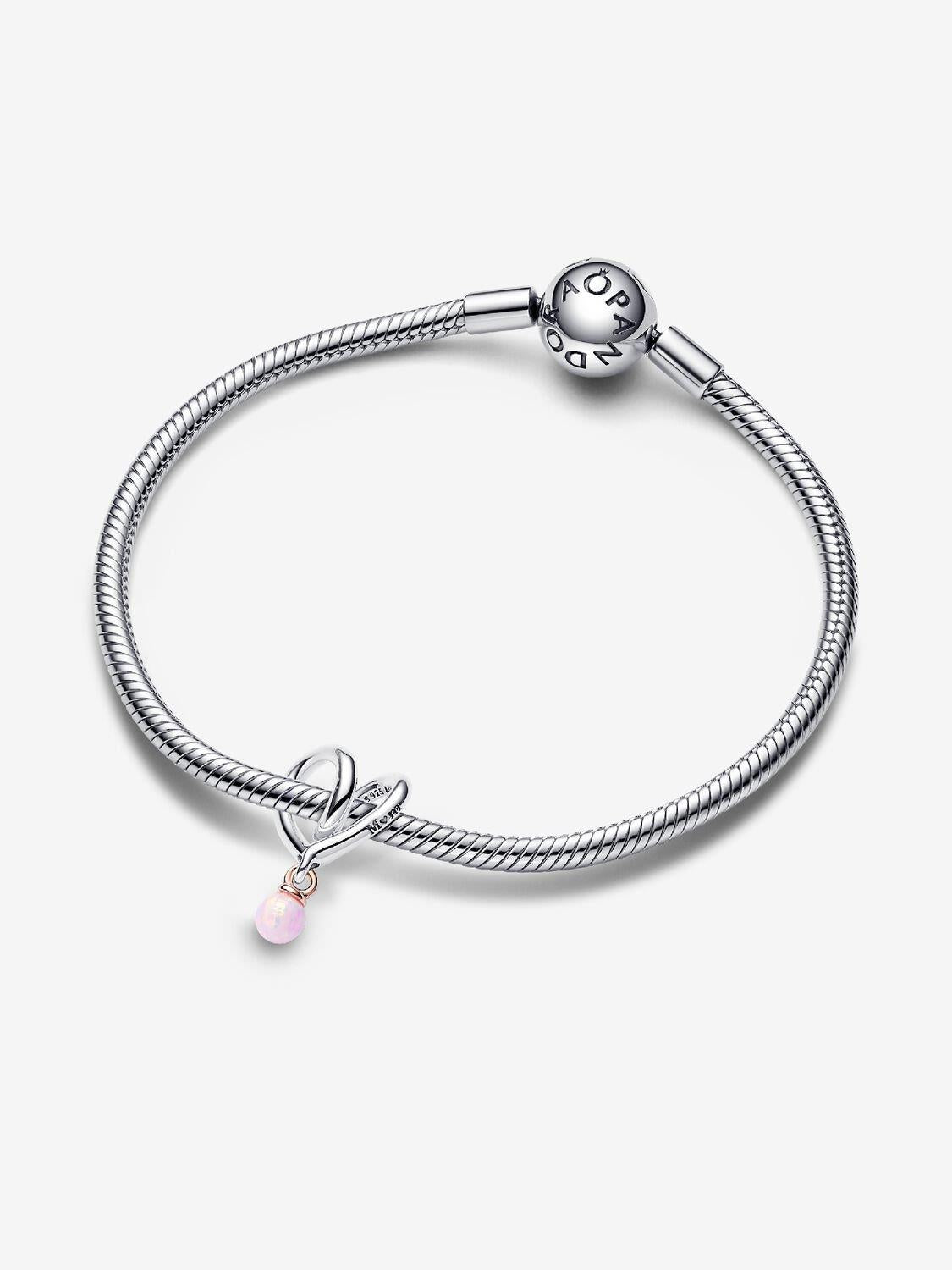 Bicolor Eingehülltes Herz Charm Sterling-Silber, 14 Karat rosévergoldet