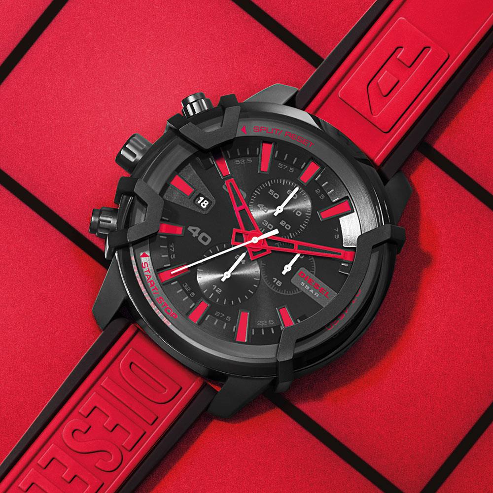 Diesel DZ4530 Griffed Chronograph Red Silicone Men's Watch