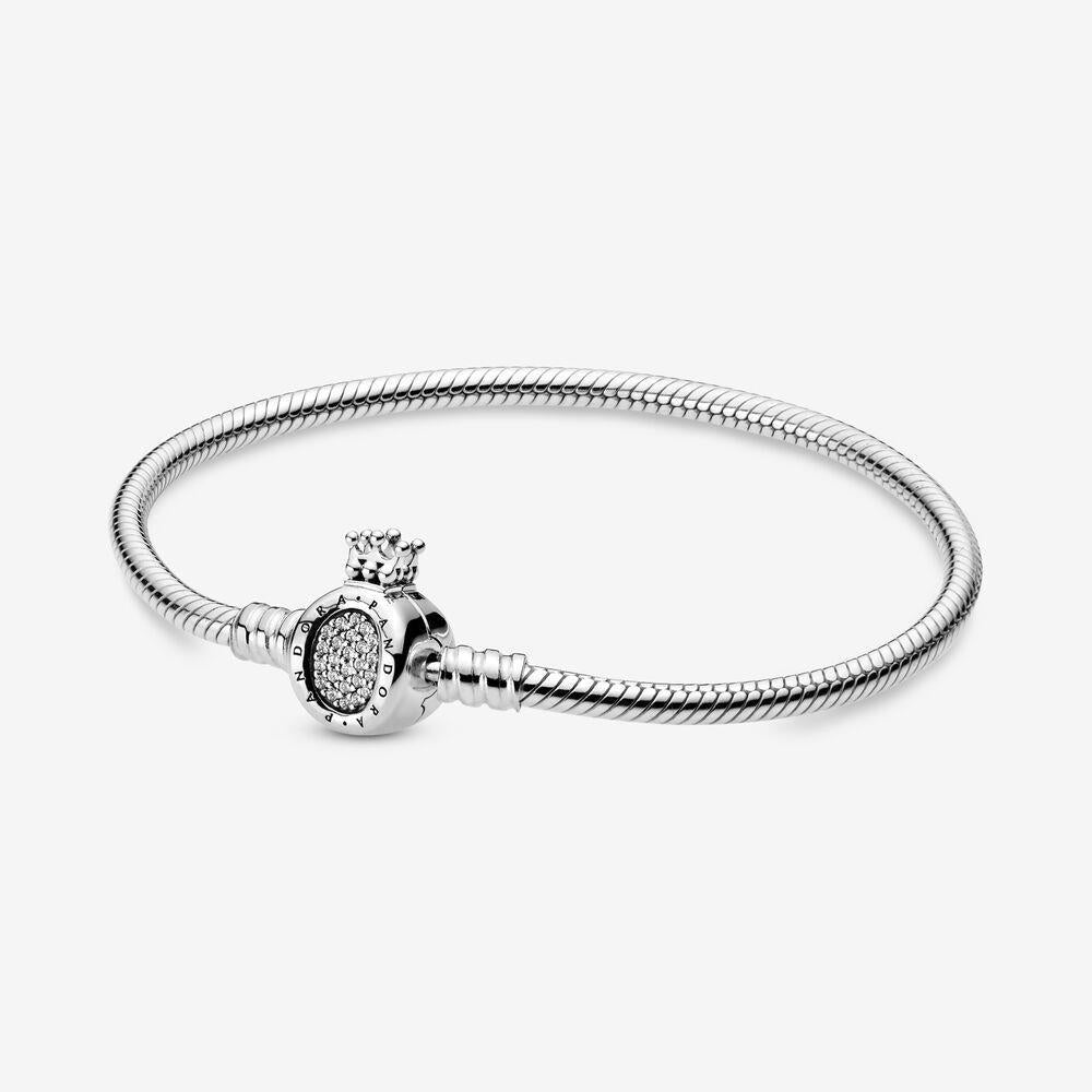 Pandora Sterling Silver Bracelet with O Crown Clasp 19 cm