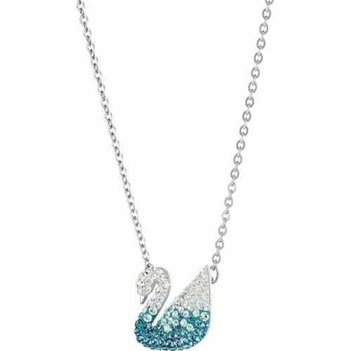 Swarovski 5512095 Crystal Iconic Swan Pendant, Blue, Rhodium Plated