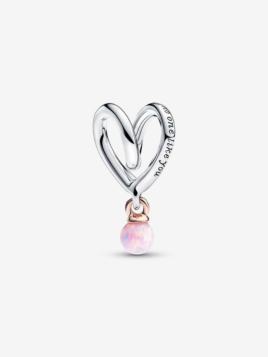Bicolor Eingehülltes Herz Charm Sterling-Silber, 14 Karat rosévergoldet