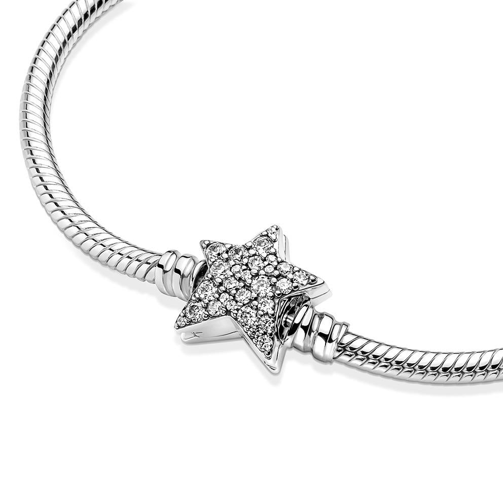 Pandora Moments Asymmetric Star Clasp Snake Chain Bracelet 18 cm