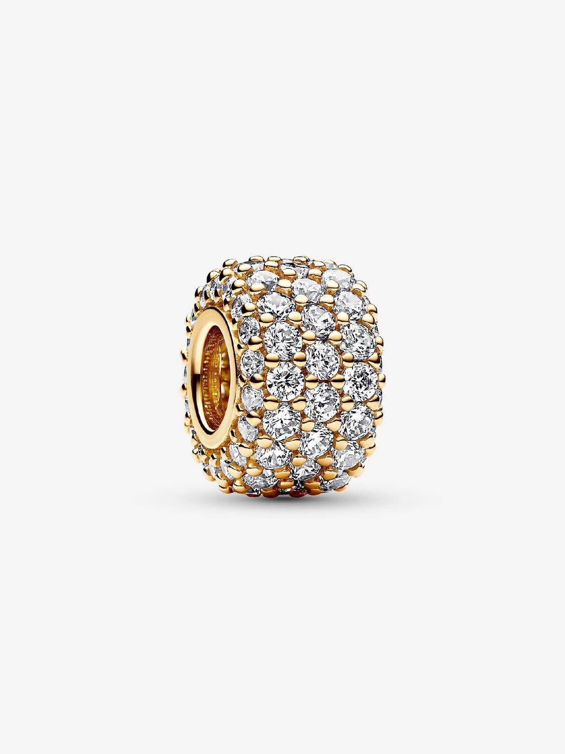 Funkelndes Dreireihiges Pavé-Charm 14 Karat Vergoldung