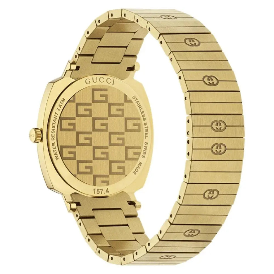 Gucci YA157409 Grip 38mm Quartz Stainless Steel Gold Dial Unisex Watch