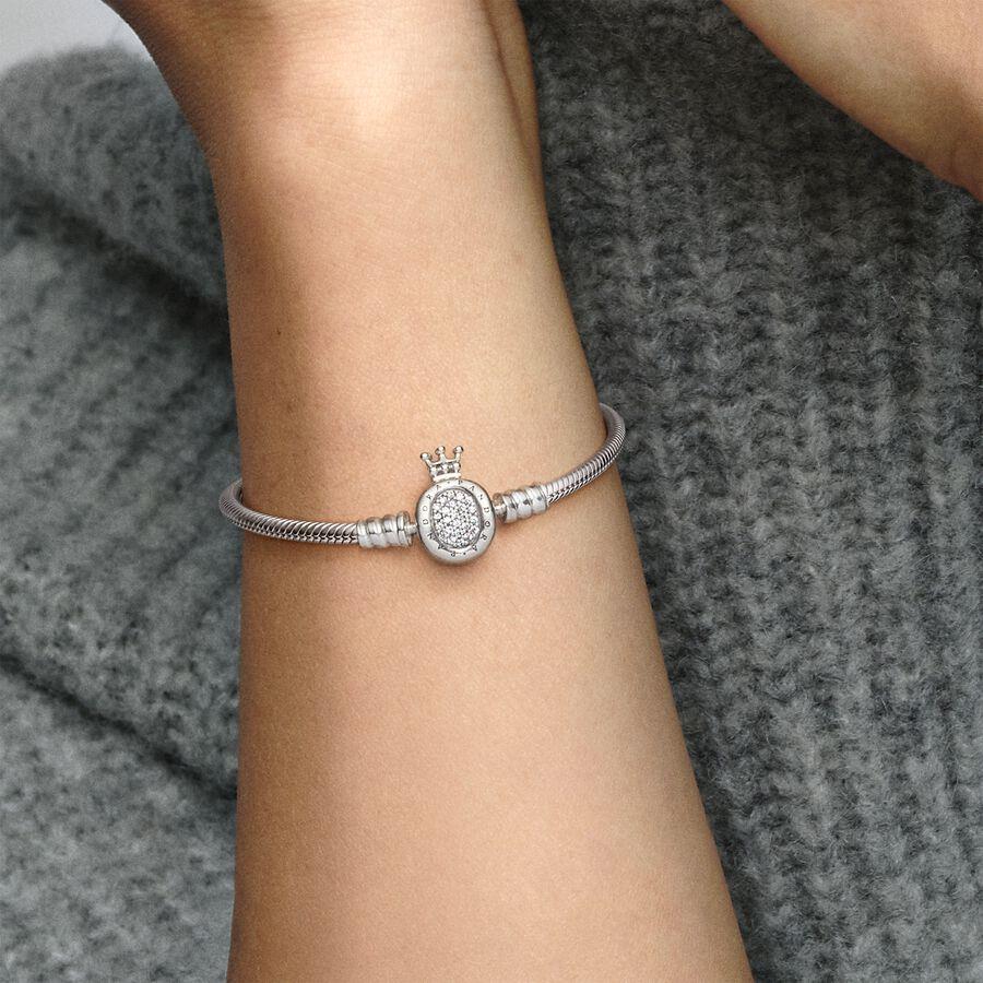 Pandora Sterling Silver Bracelet with O Crown Clasp 19 cm