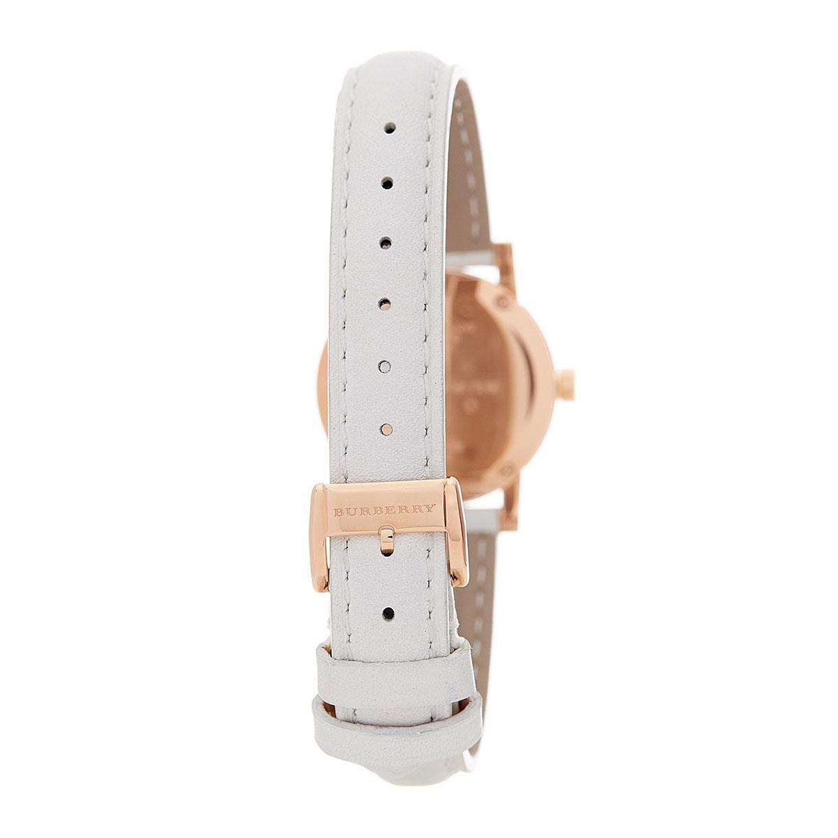 Burberry BU9209 Rose Gold Tone White Leather Women's Watch