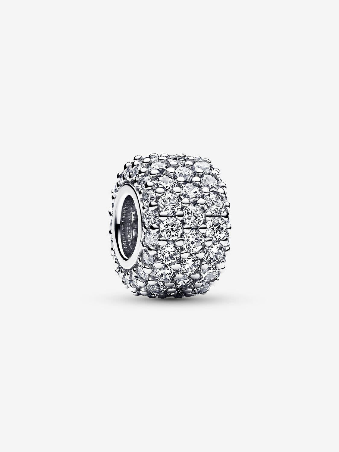 Funkelndes Dreireihiges Pavé-Charm Sterling-Silber